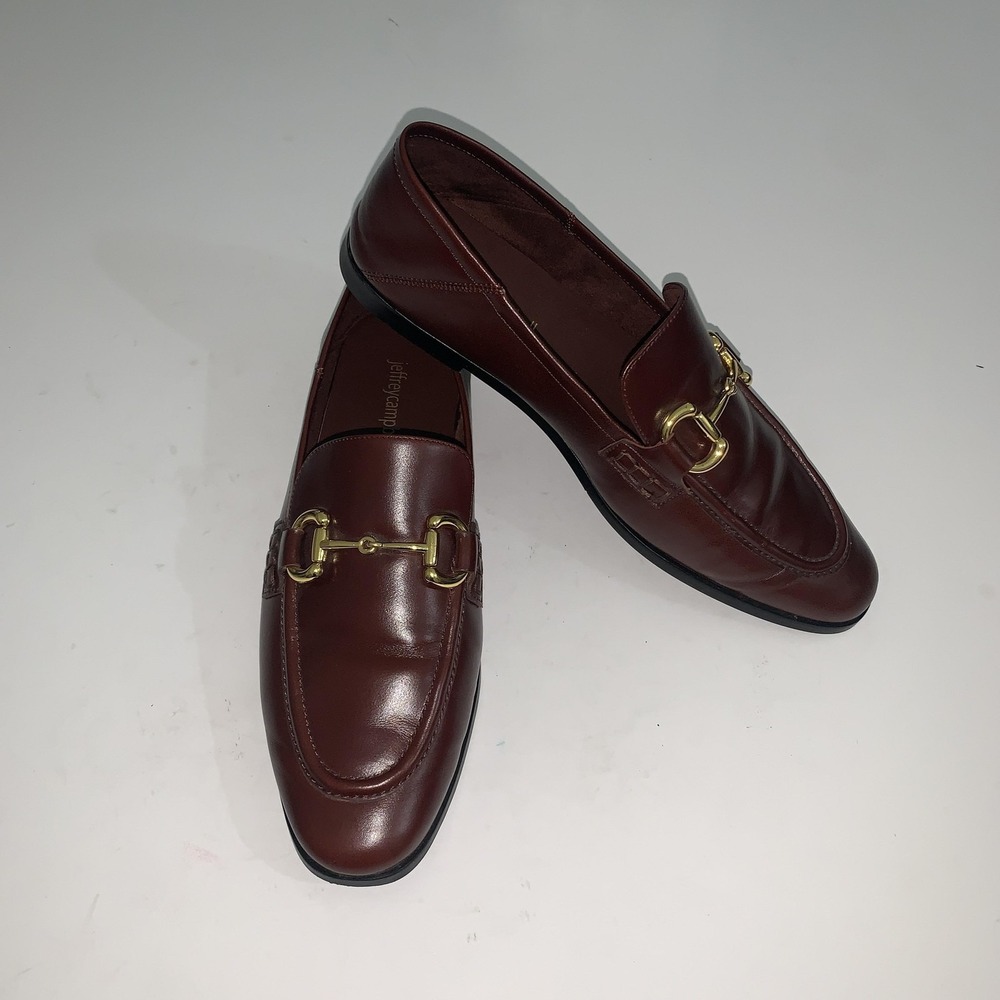 Jeffrey Campbell Shoes Womens Size 8 Brown Leather Loafer Flats Gold Horsebit